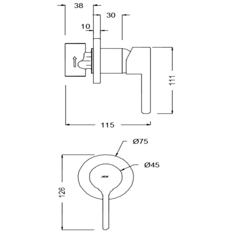 Acolia Concealed Shower (Cold) 222110040 Technical Drawing